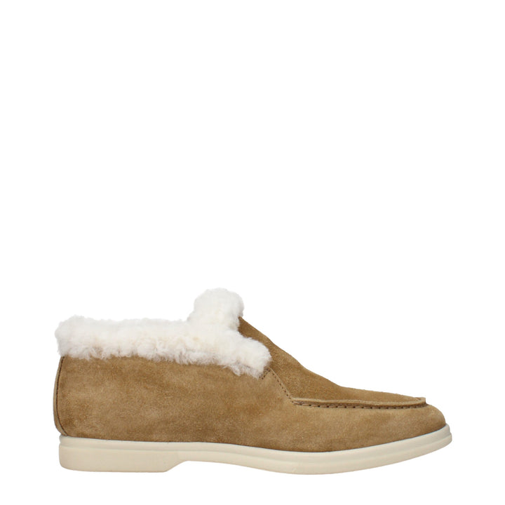 Eleventy Beige Leather Ankle Boots