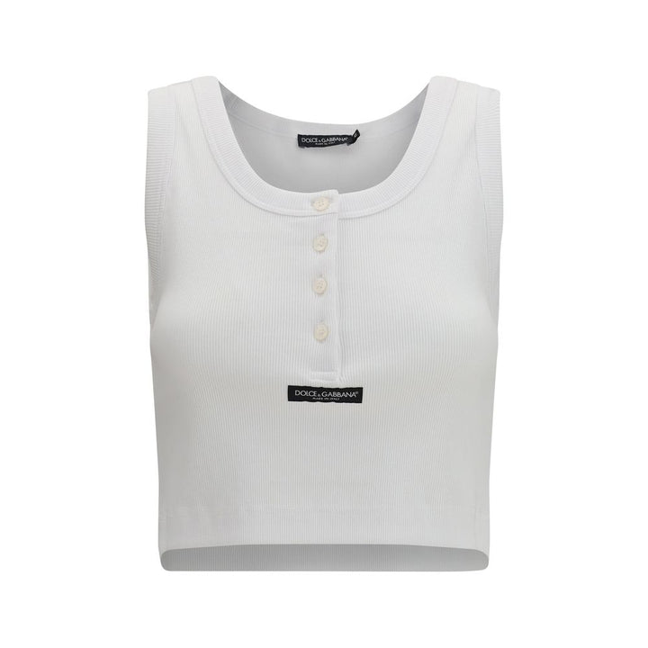 Dolce & Gabbana White Cotton Tank Tops