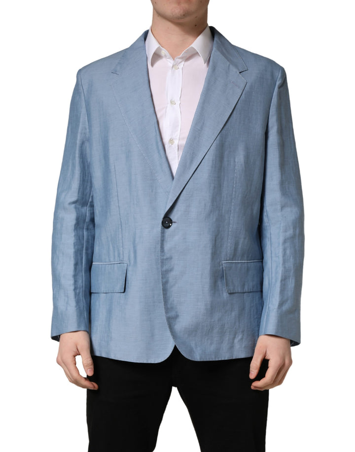 Dolce & Gabbana Light Blue Single Breasted Men Jacket Blazer