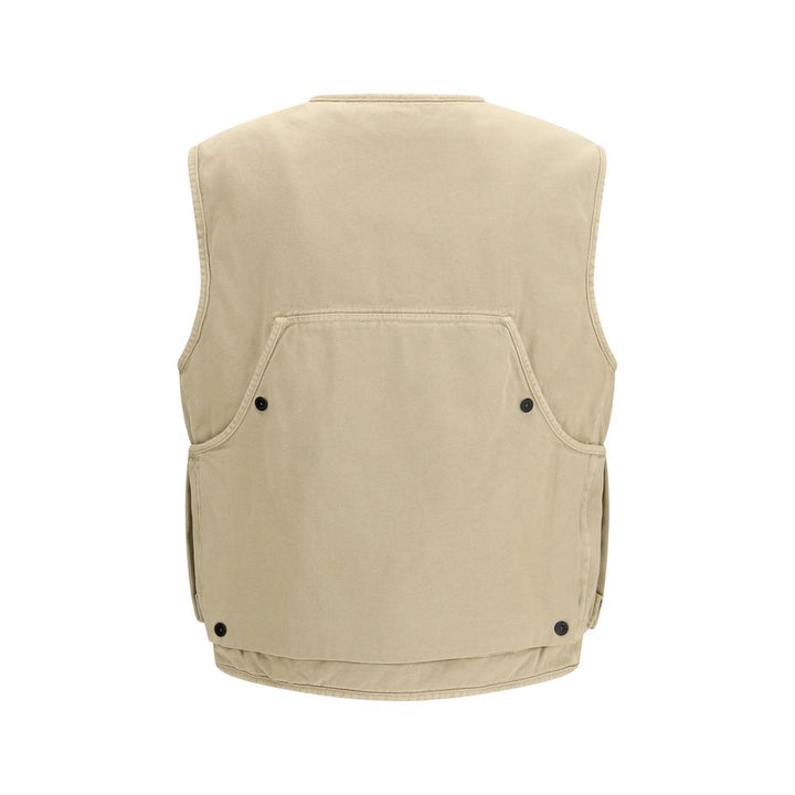 Stone Island Beige Cotton Sleeveless Jacket