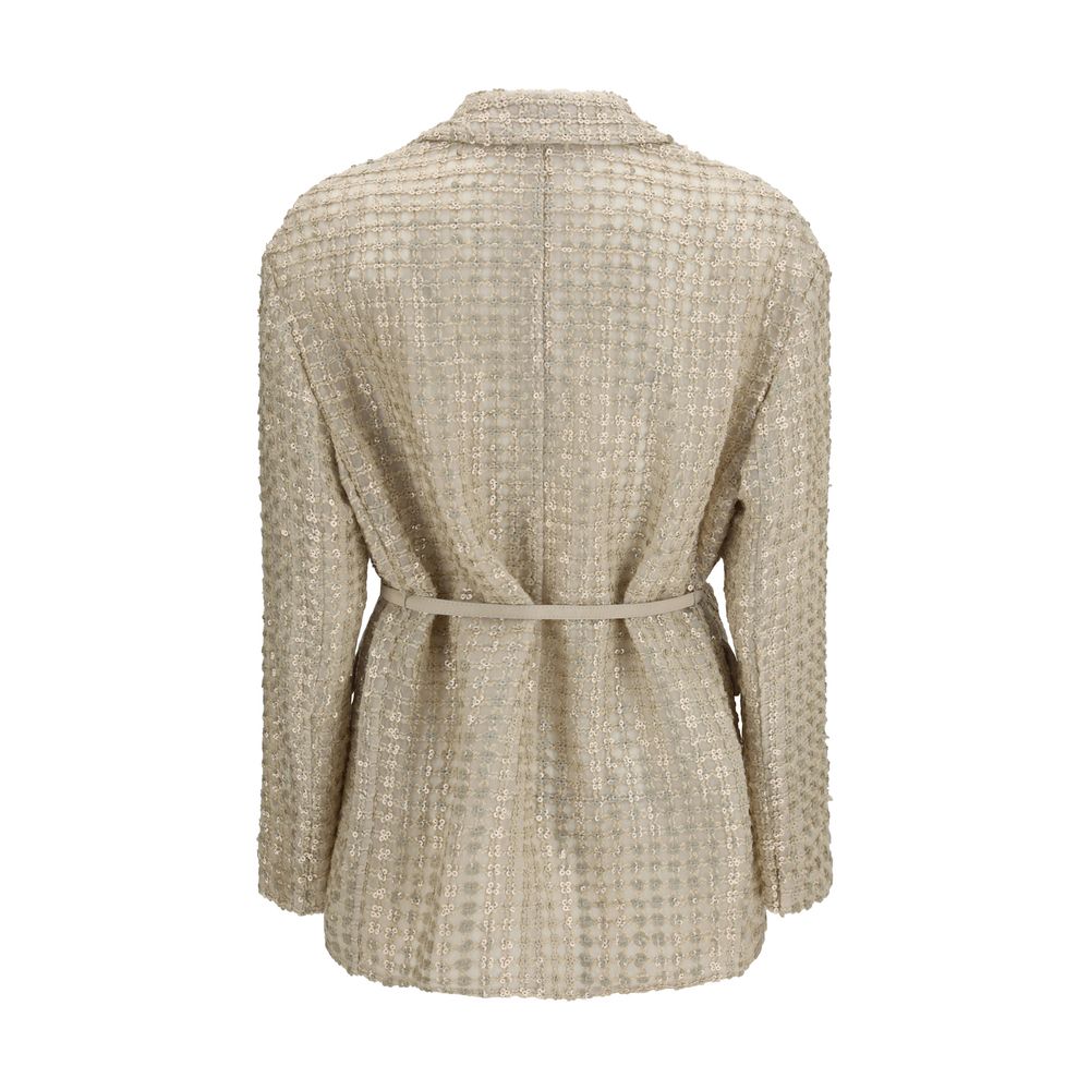 Brunello Cucinelli Beige Silk Coat