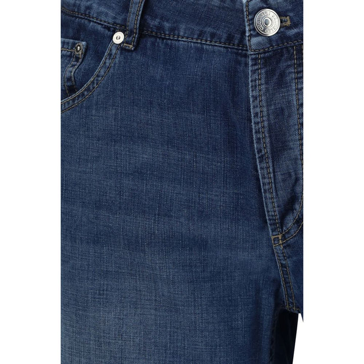 Brunello Cucinelli Blue Cotton Relaxed Fit Jeans