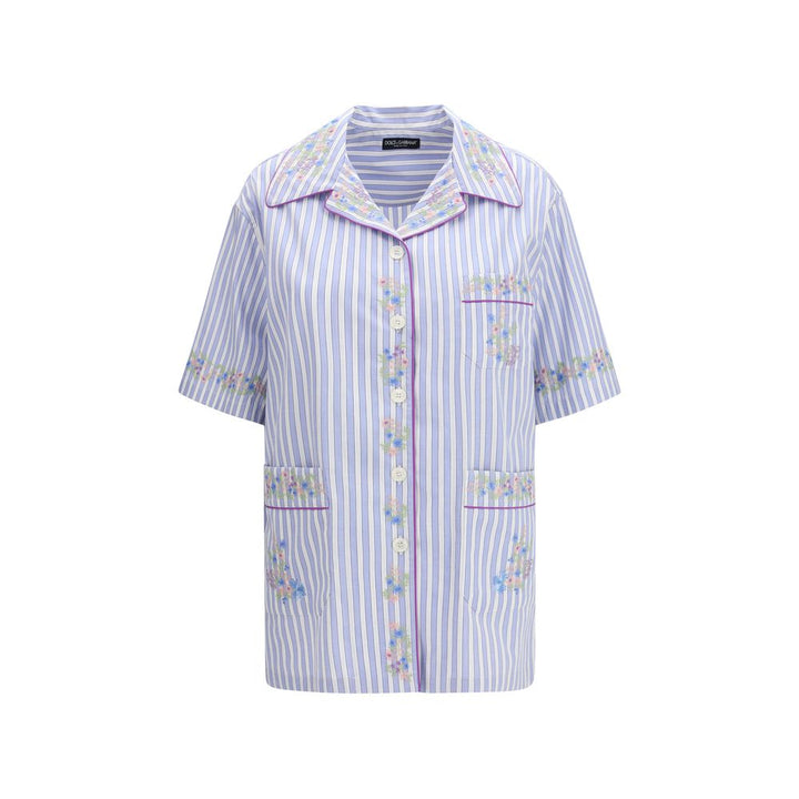 Dolce & Gabbana Blue Cotton Shortsleeve Shirt