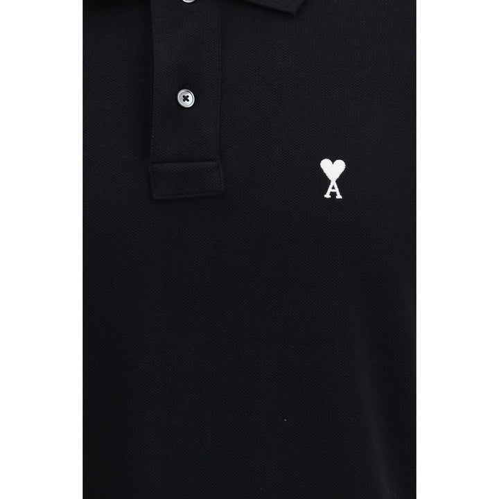 Ami Paris Black Cotton Polo Shirt