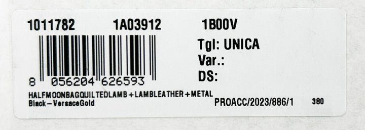 Versace Quilted Black Leather Half Moon Chain Crossbody Bag