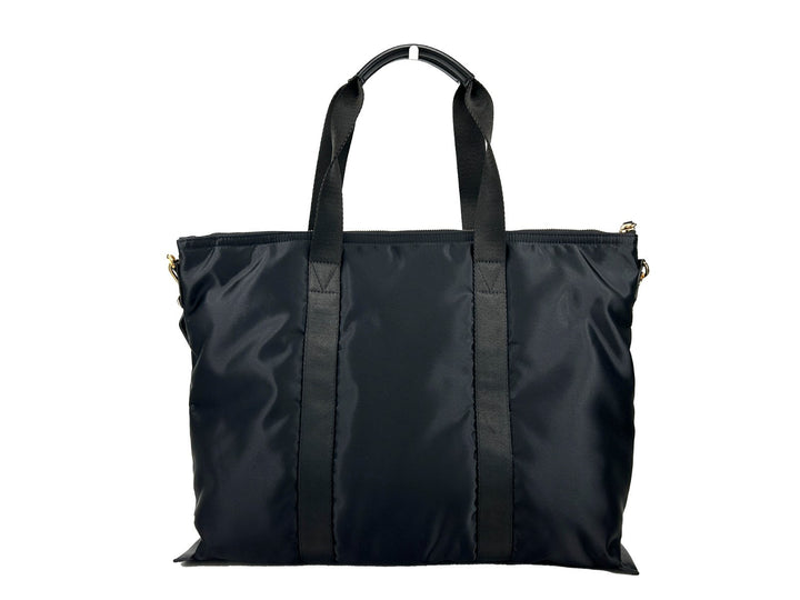 Versace Black Nylon Fabric La Medusa Shoulder Tote Bag