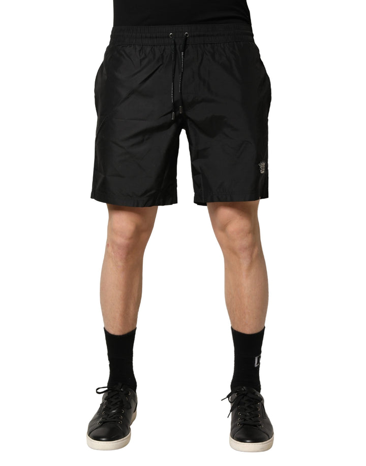 Dolce & Gabbana Black Polyester Drawstring Men Shorts Swimwear