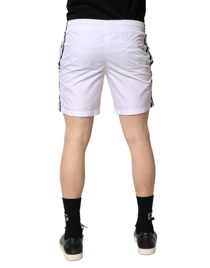 Dolce & Gabbana White Drawstring Men Swim Shorts Swimwear