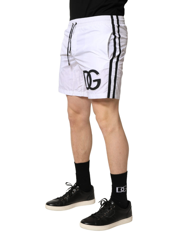 Dolce & Gabbana White Drawstring Men Swim Shorts Swimwear