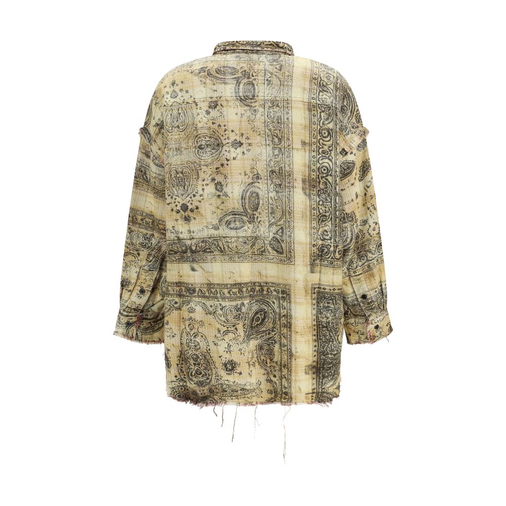 R13 Bicolor Cotton Pattern Shirt