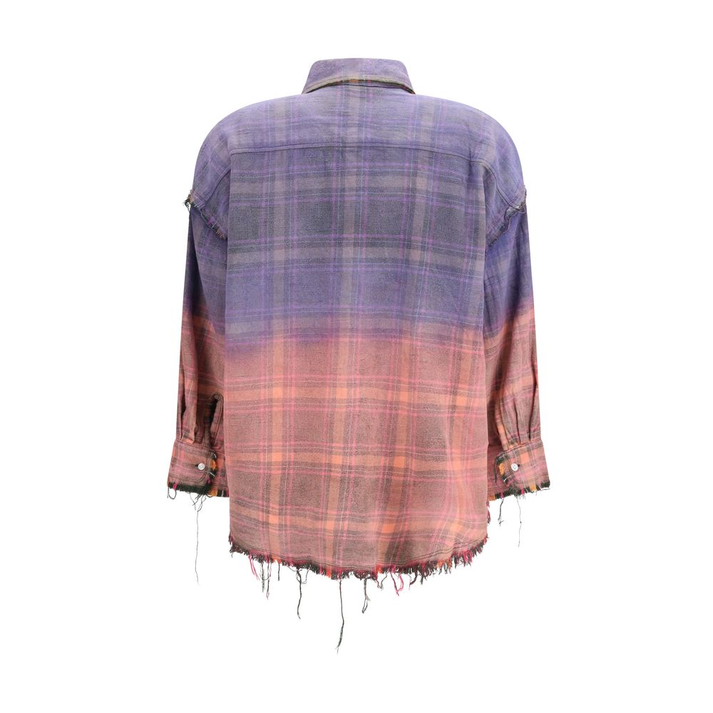 R13 Purple Cotton Pattern Shirt