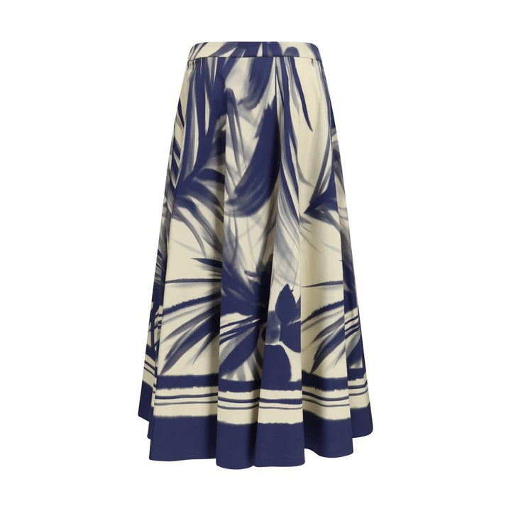 Sara Roka Blue Cotton Midi Skirt