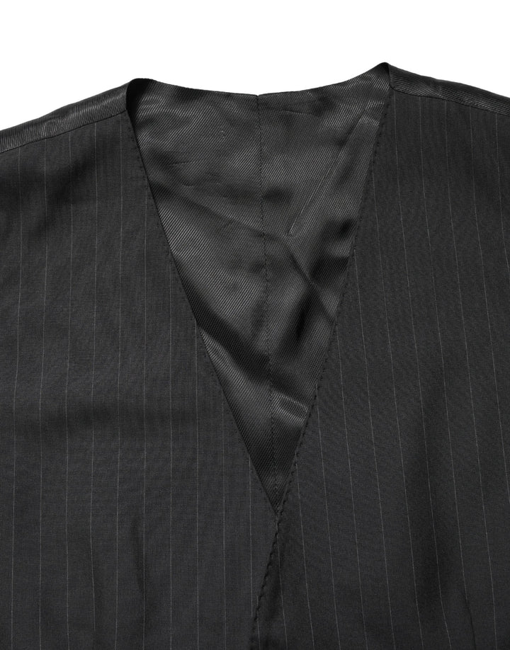 Dolce & Gabbana Black Stripe Single Breasted Waistcoat Vest