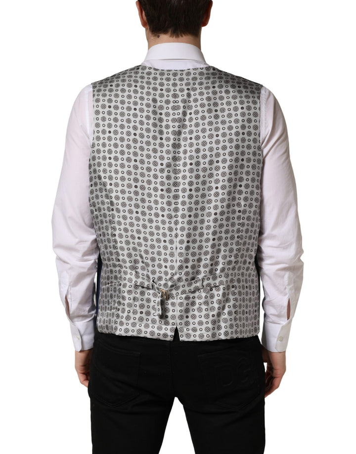 Dolce & Gabbana Navy Blue Wool Dress Formal Waistcoat Vest