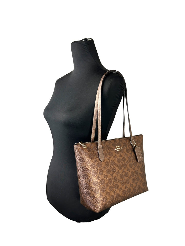 COACH Coach Signature Fiona Zip Tote Bag
