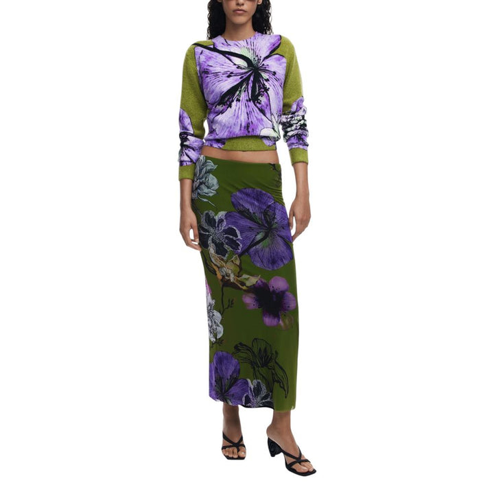 Desigual Bicolor Polyester Long Skirt