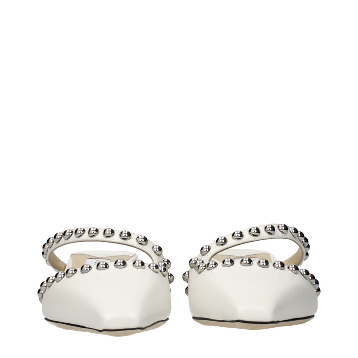 Jimmy Choo White Leather Flat Sandals