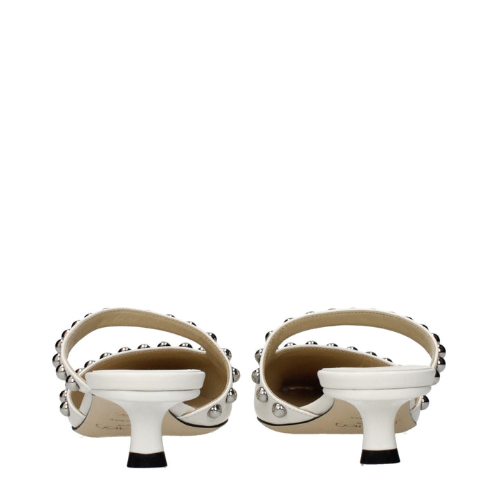 Jimmy Choo White Leather Flat Sandals