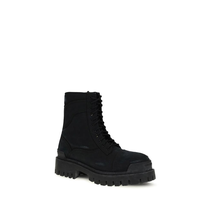 Balenciaga Black Calf Leather Bos Taurus Lace-Up Boots