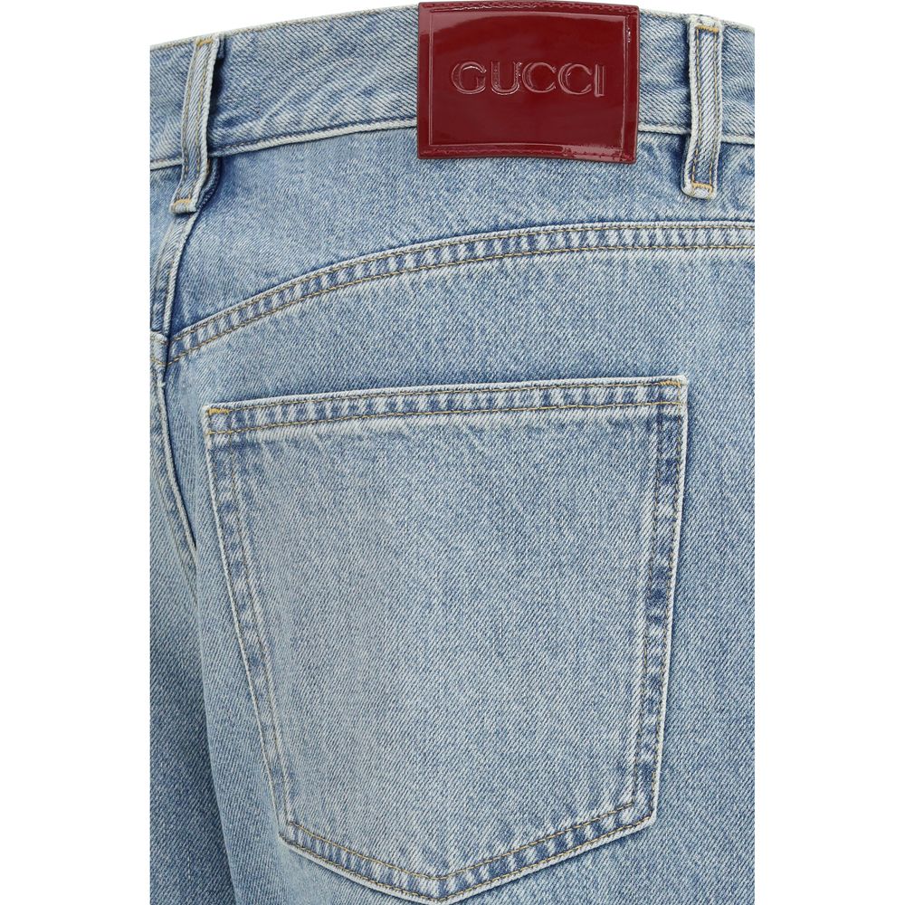 Gucci Blue Cotton Straight-Leg Jeans