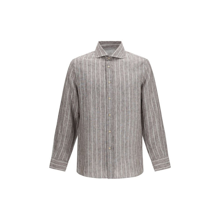 Brunello Cucinelli Beige Linen Dress Shirt