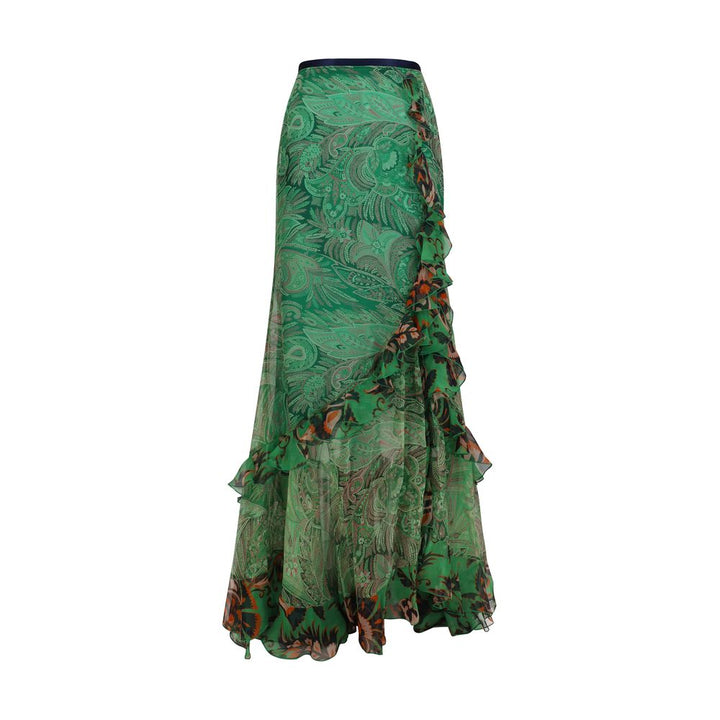 Etro Bicolor Silk Long Skirt