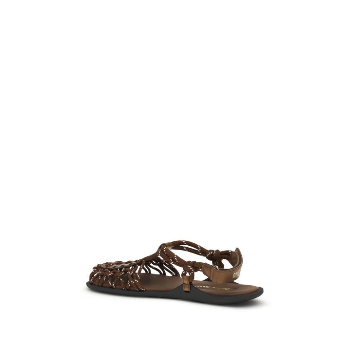 Miu Miu Brown Calf Leather Bos Taurus Sandals