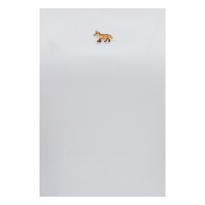 Maison Kitsuné White Cotton Sleeveles T-Shirt