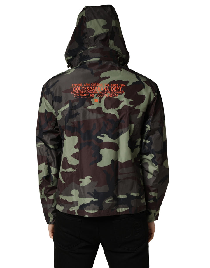 Dolce & Gabbana Multicolor Camouflage Hooded Bomber Jacket
