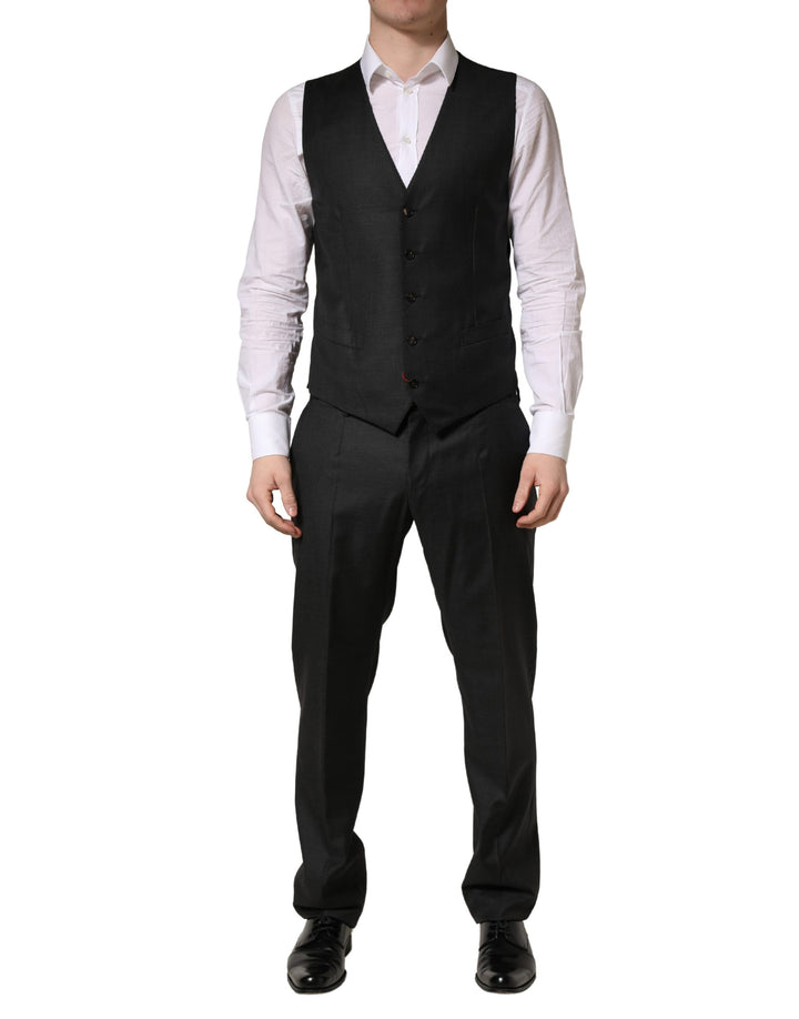 Dolce & Gabbana Black Wool Slim Fit Formal 3 Piece Men Suit