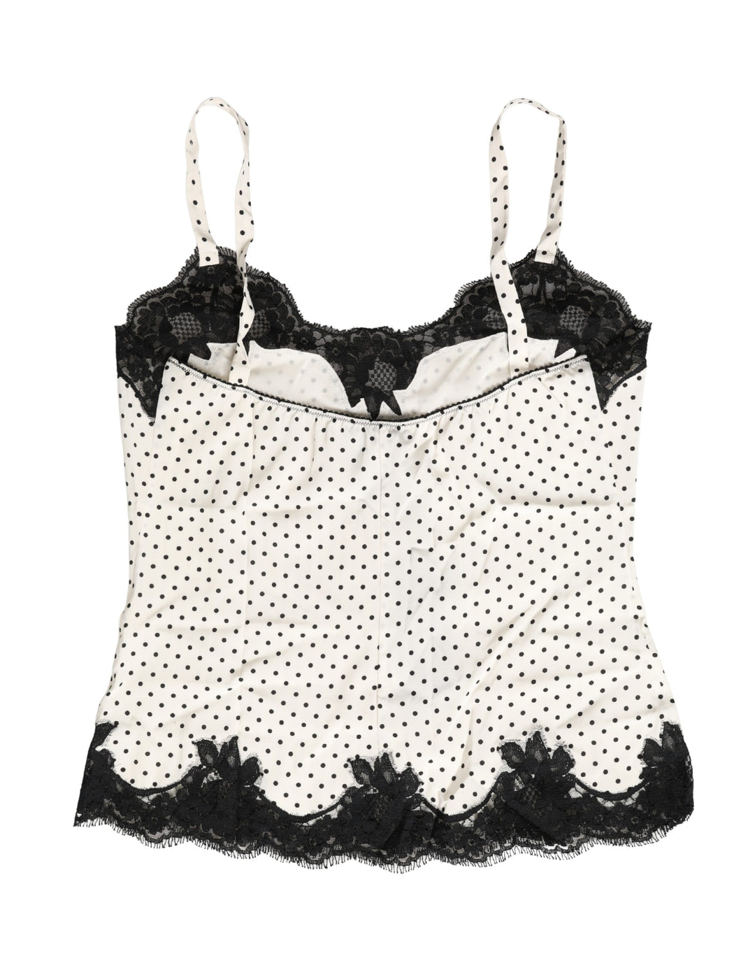 Dolce & Gabbana White Polka Dot Lace-Trimmed Camisole Top Underwear