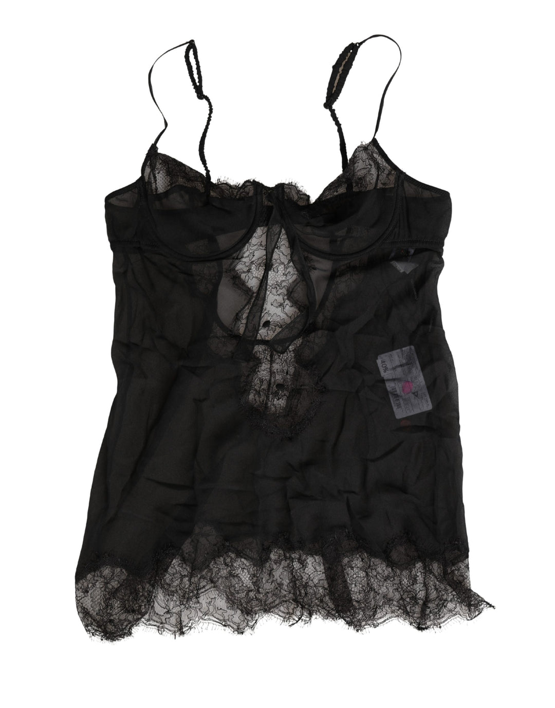 Dolce & Gabbana Black Silk Lace Lingerie Chemise Top Underwear