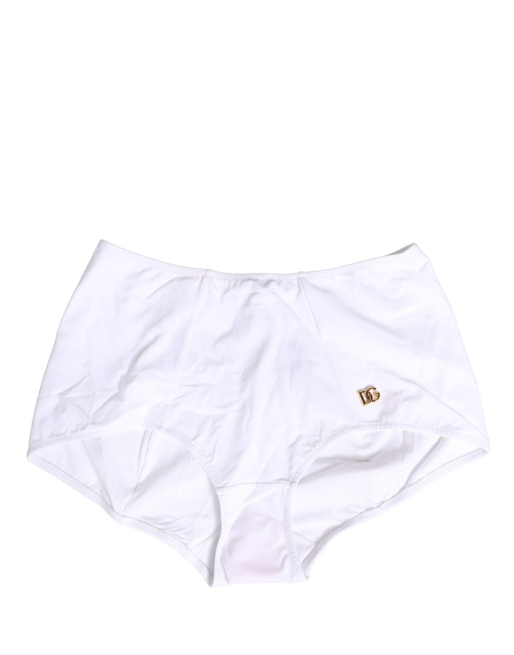 Dolce & Gabbana White Halter Top High Waist Bikini Bottom Swimwear