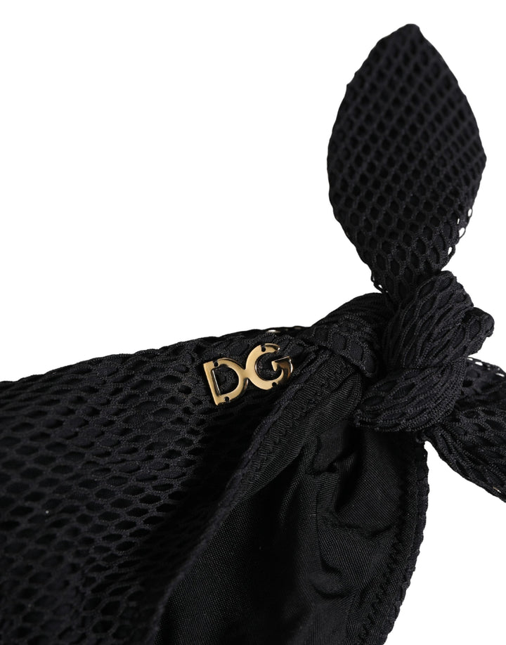 Dolce & Gabbana Swimwear Black Side-Tie Bikini Bottom DG Logo