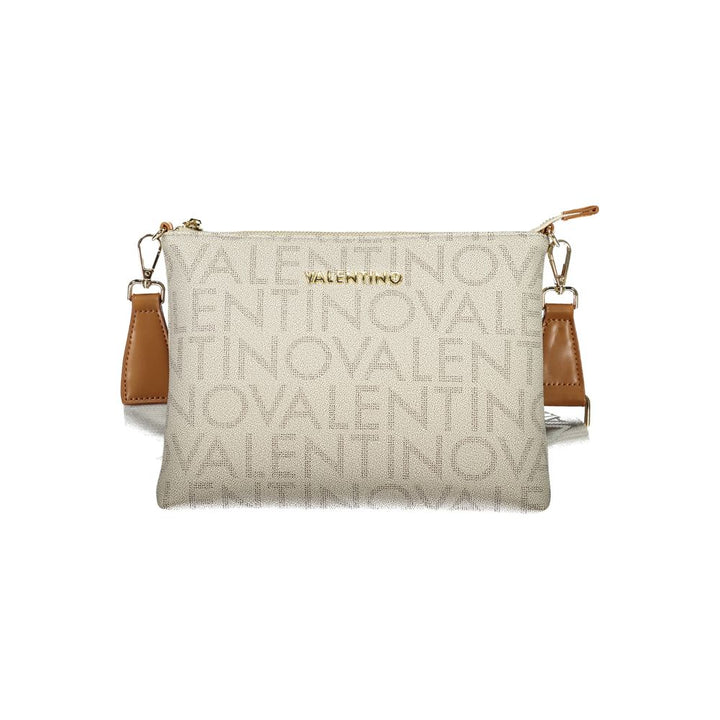 Mario Valentino Beige Polyurethane Women's Bag with Zip Closure and Strap
