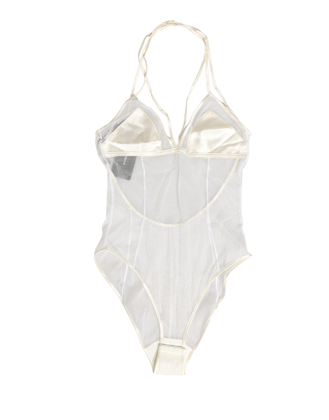 Dolce & Gabbana White Sheer Nylon Bodysuit Halterneck Underwear