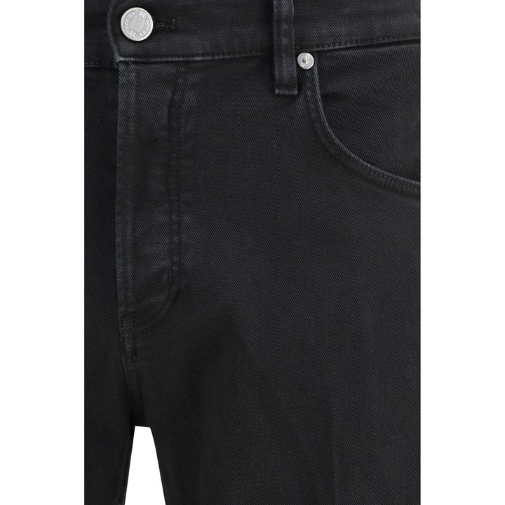 PT Torino Black Cotton Tapered Jeans