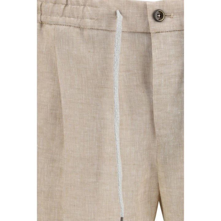 PT Torino Beige Linen Casual Pants