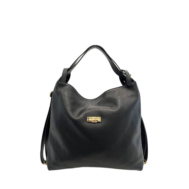 Baldinini Trend Black Leather Women Backpack