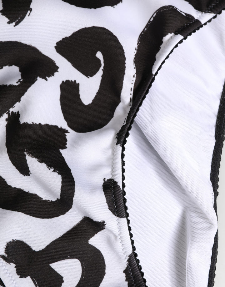 Dolce & Gabbana Black White Graphic Logo High Brief Underwear