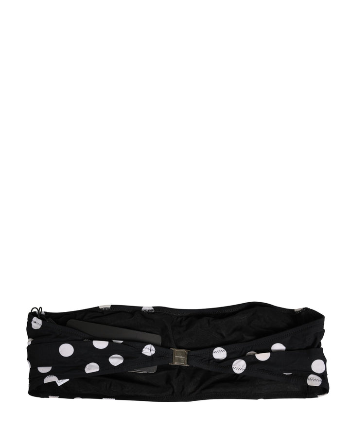 Dolce & Gabbana Black White Polka Dot Bandeau Beachwear Swimwear