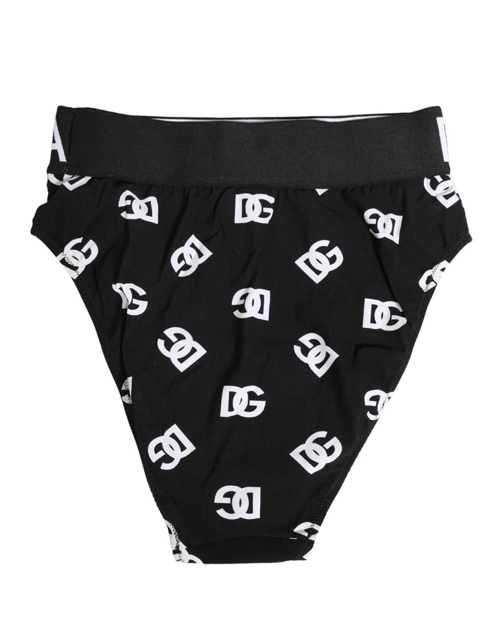Dolce & Gabbana White Black Logo Waistband Midi Brief Underwear