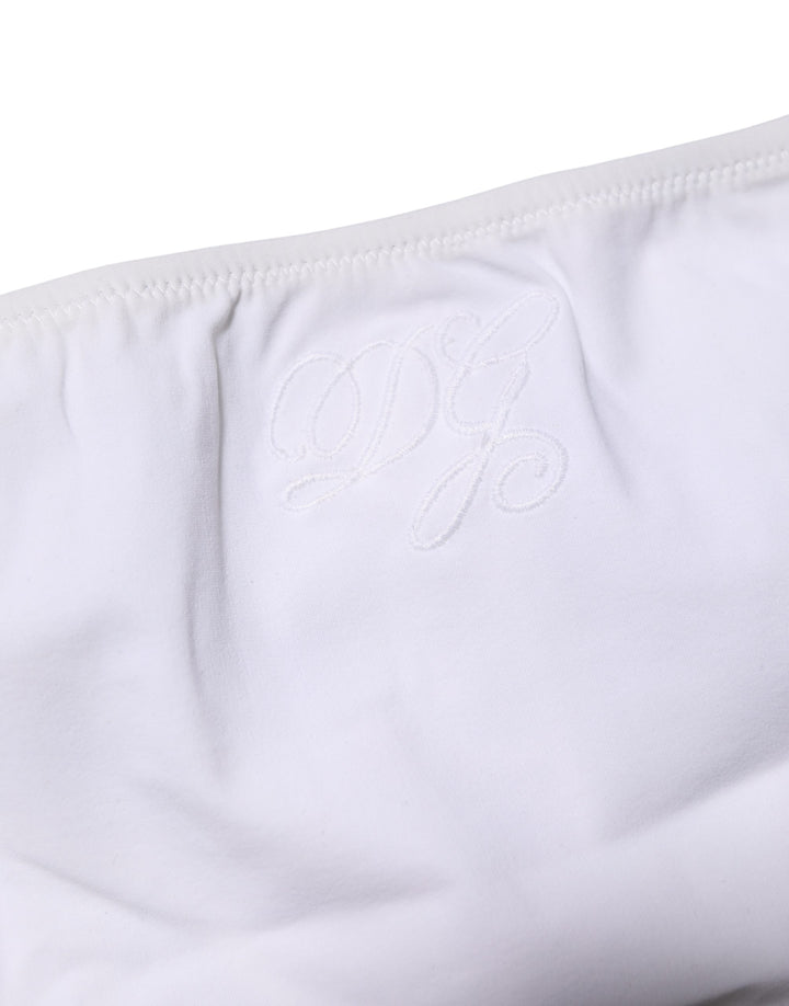 Dolce & Gabbana White Nylon Stretch Mid Waist Brief Panty Underwear