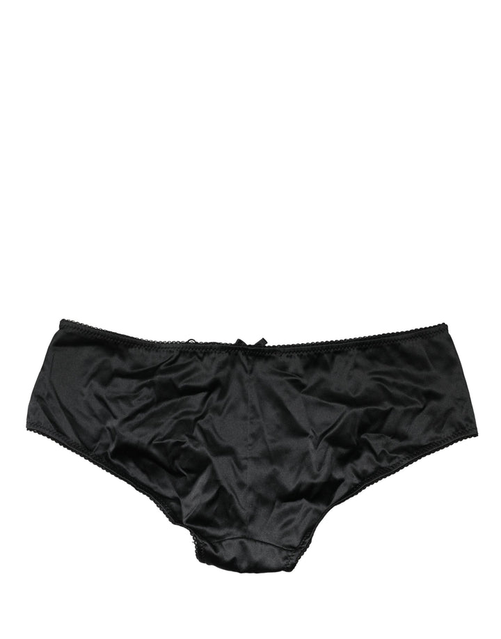 Dolce & Gabbana Black Silk Stretch Mid Waist Brief Panty Underwear