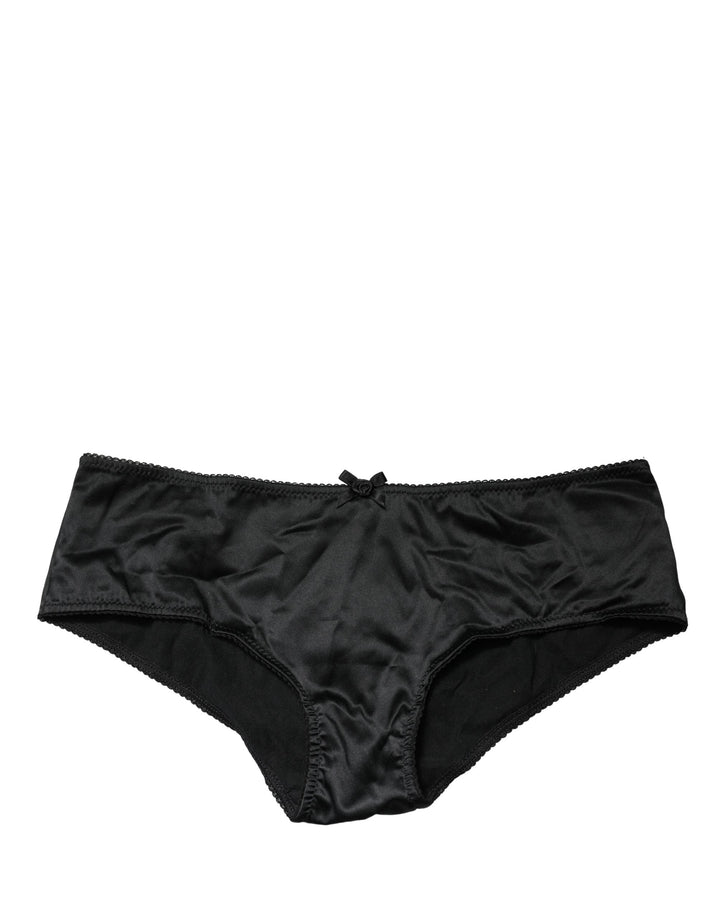 Dolce & Gabbana Black Silk Stretch Mid Waist Brief Panty Underwear
