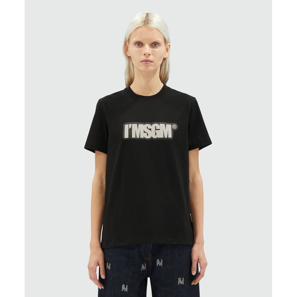 MSGM Black Cotton T-Shirt