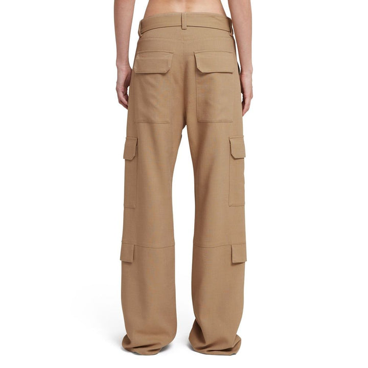 MSGM Beige Viscose Cargo Pants