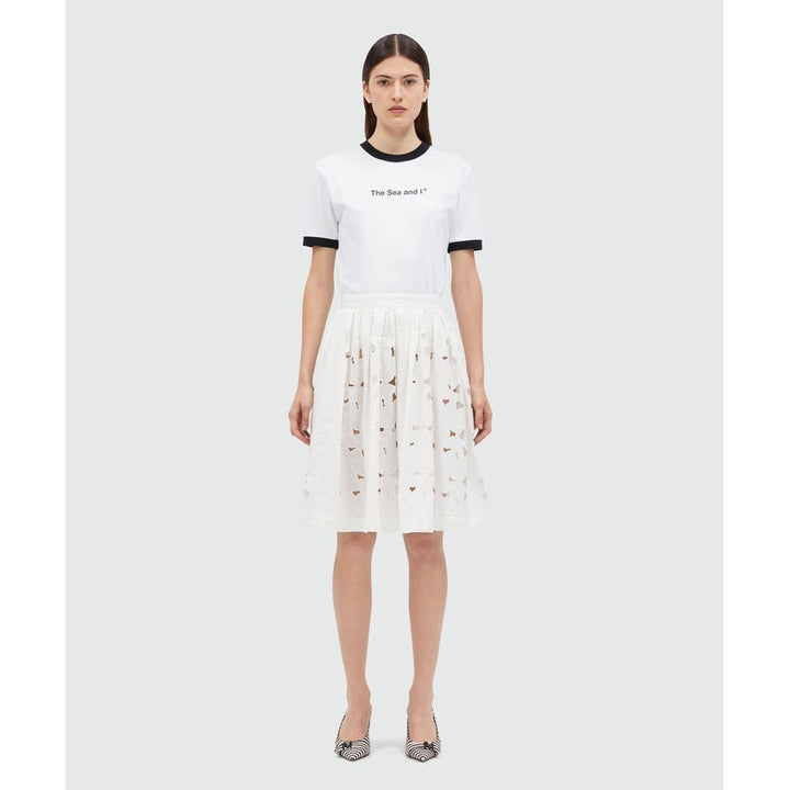 MSGM White Cotton Midi Skirt