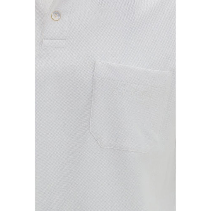 Gucci White Cotton Polo Shirt