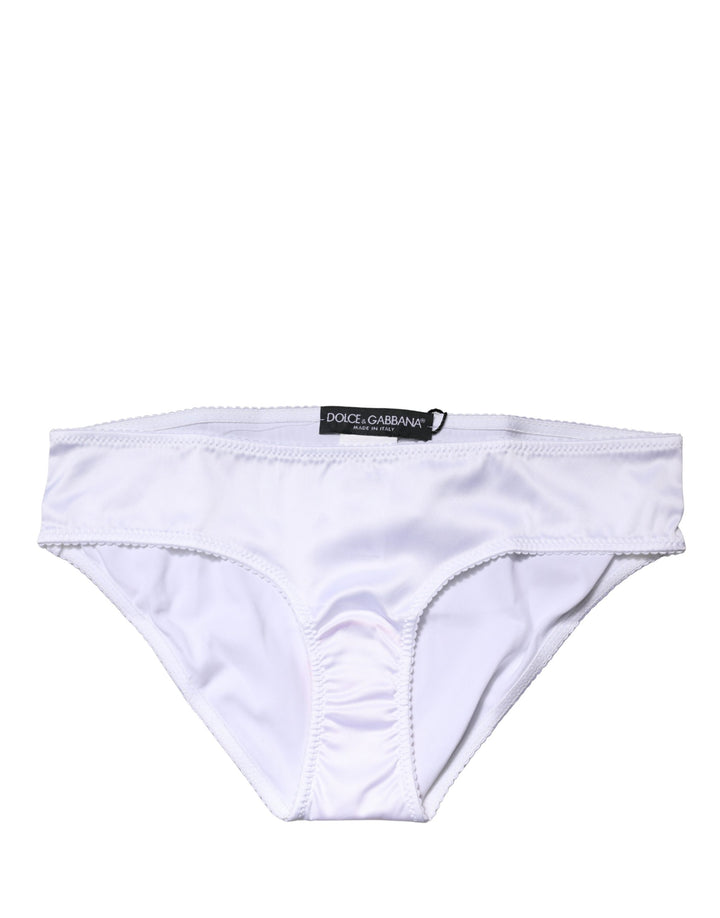 Dolce & Gabbana White Silk Stretch Mid Waist Brief Panty Underwear